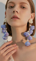 Alejandra Violet Pearl Flower Earrings Flowering Girl