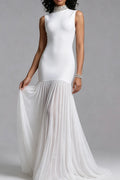 Rhinestone High Neck Sleeveless Bandage Chiffon Maxi Dress Flowering Girl