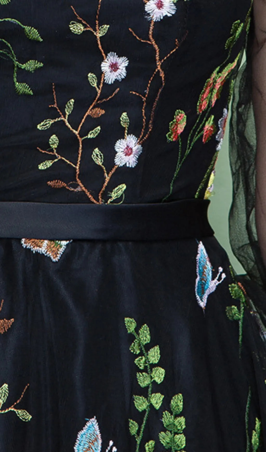 Dannell Black Flower Mesh Sleeve Maxi Dress Flowering Girl