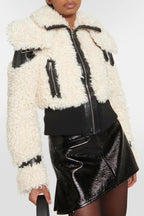 Inkia Faux Fur Bomber Jacket Flowering Girl