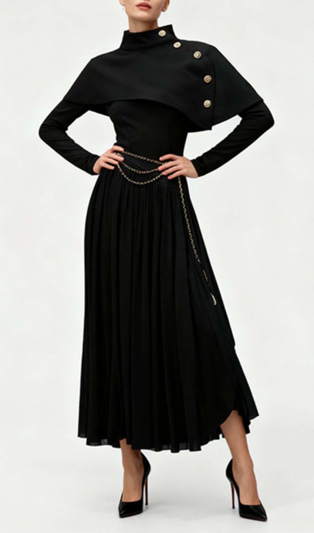 Jairo Black Long Sleeve Midi Dress Flowering Girl