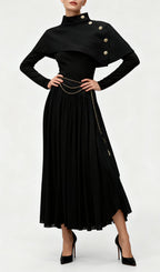 Jairo Black Long Sleeve Midi Dress Flowering Girl