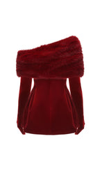 Ainhoa Red Velvet Mini Dress Flowering Girl
