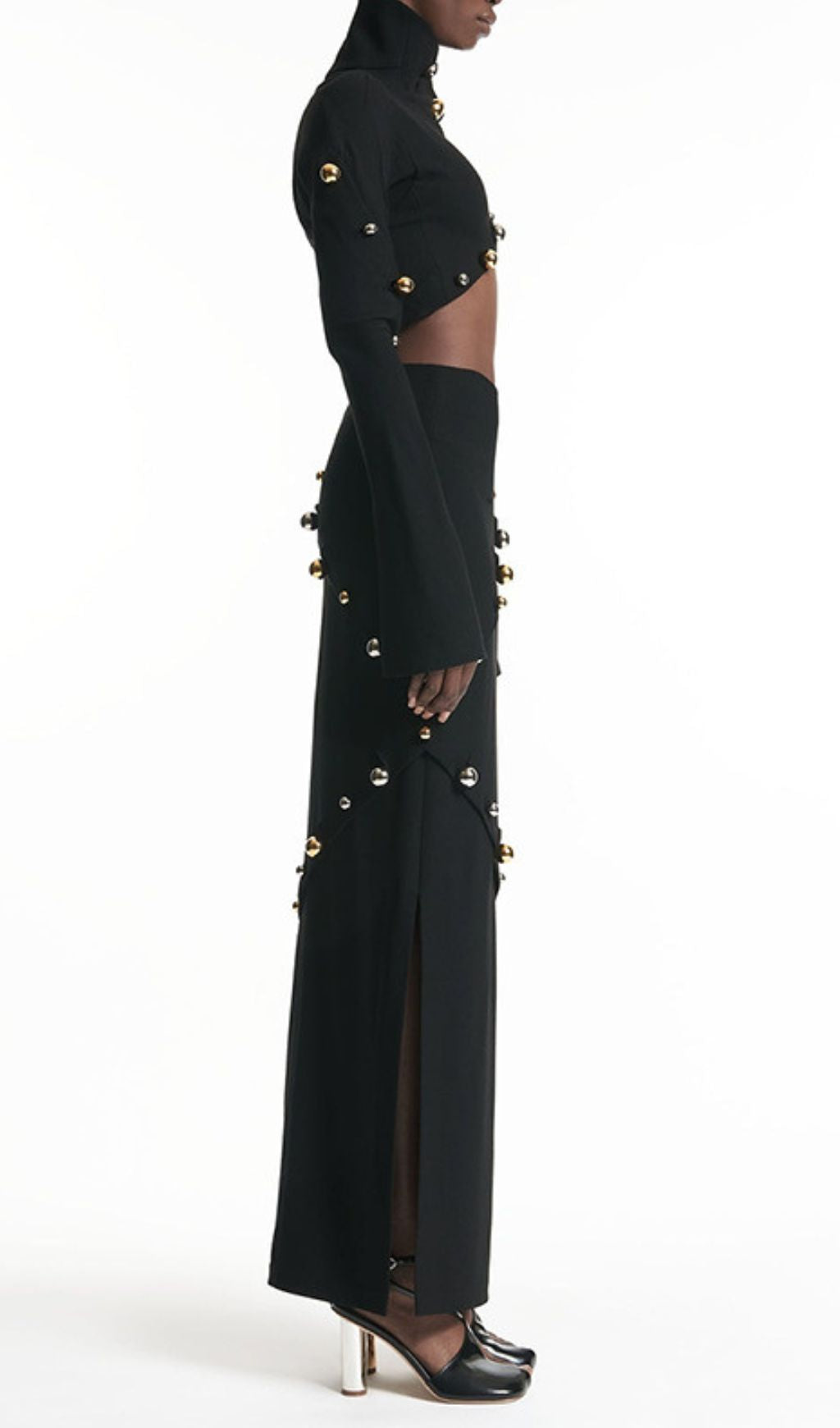 Ilario Black Long Sleeve Two-Piece Set Flowering Girl