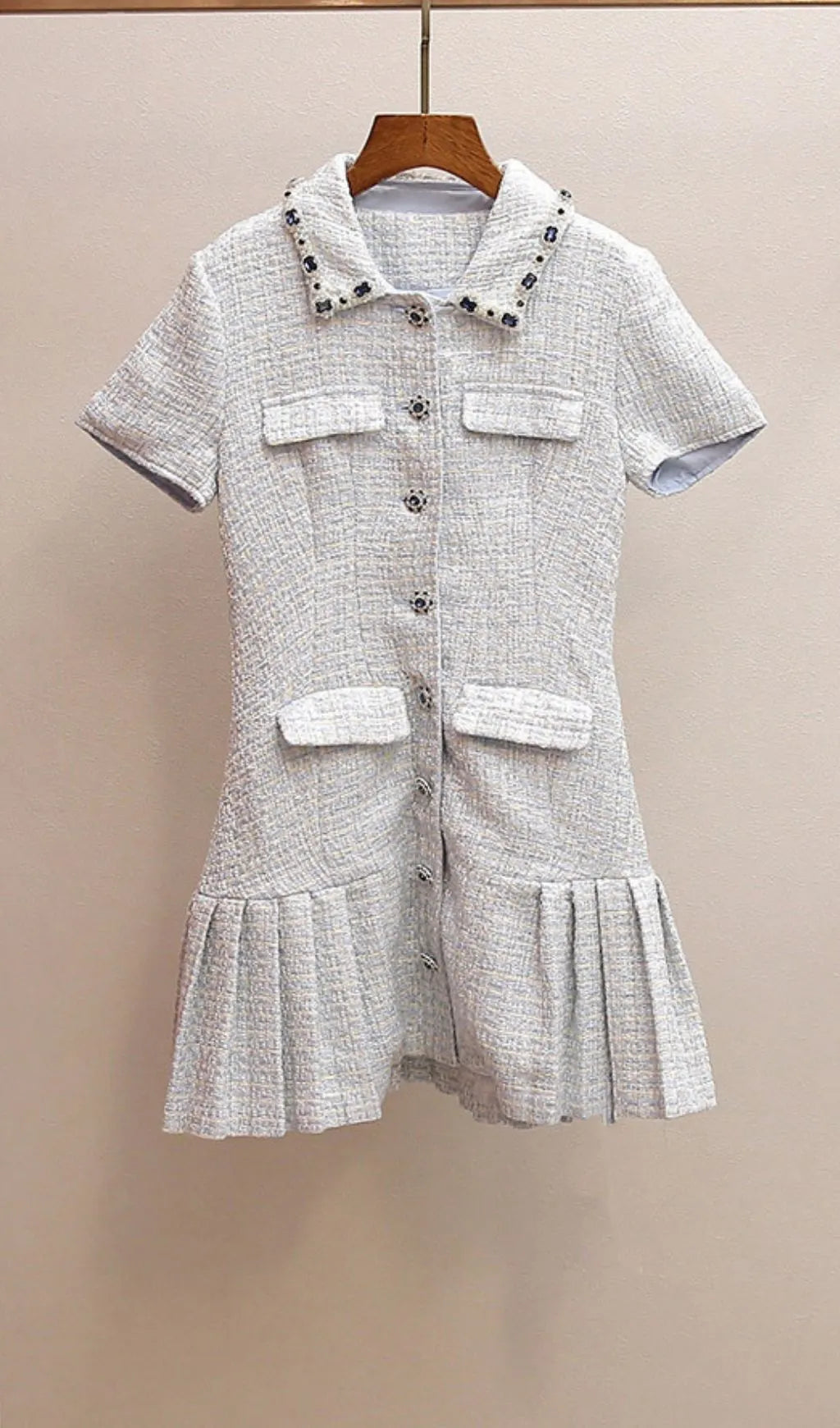 Blue Boucle Mini Dress Flowering Girl