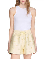 Rhinestone Shorts With Lace Flowering Girl