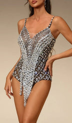 Siesra Spaghetti Crystal Fringe Bodysuit Flowering Girl