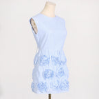 Xaviera Rose Applique Mini Dress In Blue Flowering Girl