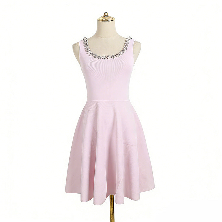 Light Pink Heavy Stretch Knit Fit-And-Flare Dress Flowering Girl