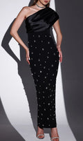 Camille One Shoulder Crystal Bandage Maxi Dress Flowering Girl