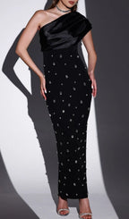 Camille One Shoulder Crystal Bandage Maxi Dress Flowering Girl