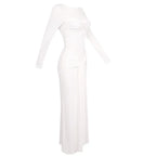 Round neck ribbon knot maxi dress in white Flowering Girl