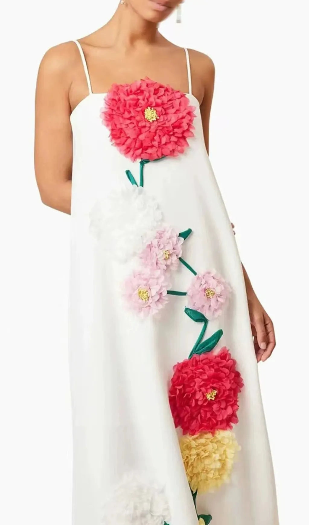 Erica White Strappy Flower Maxi Dress Flowering Girl