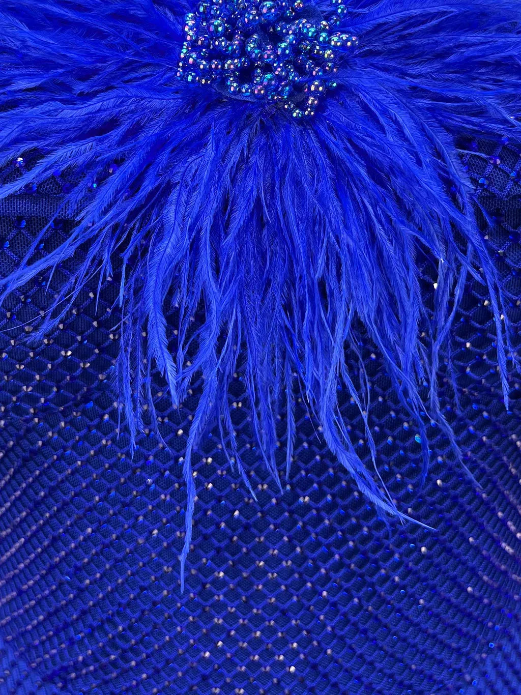 Riva Feather Embellished Hollowed Sequin Bodycon Maxi Dress In Blue Flowering Girl