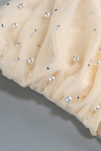 Strapless Pearl Crystal Maxi Dress Flowering Girl