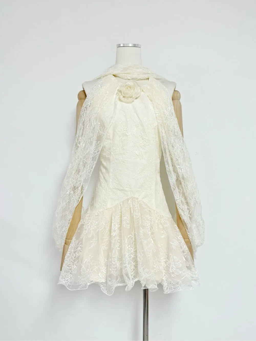 Kore Halter Lace Sequin Flower Mini Dress Flowering Girl