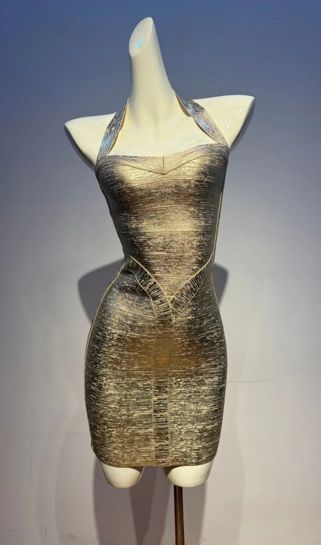 Libba Gold Halter Bandage Mini Dress Flowering Girl