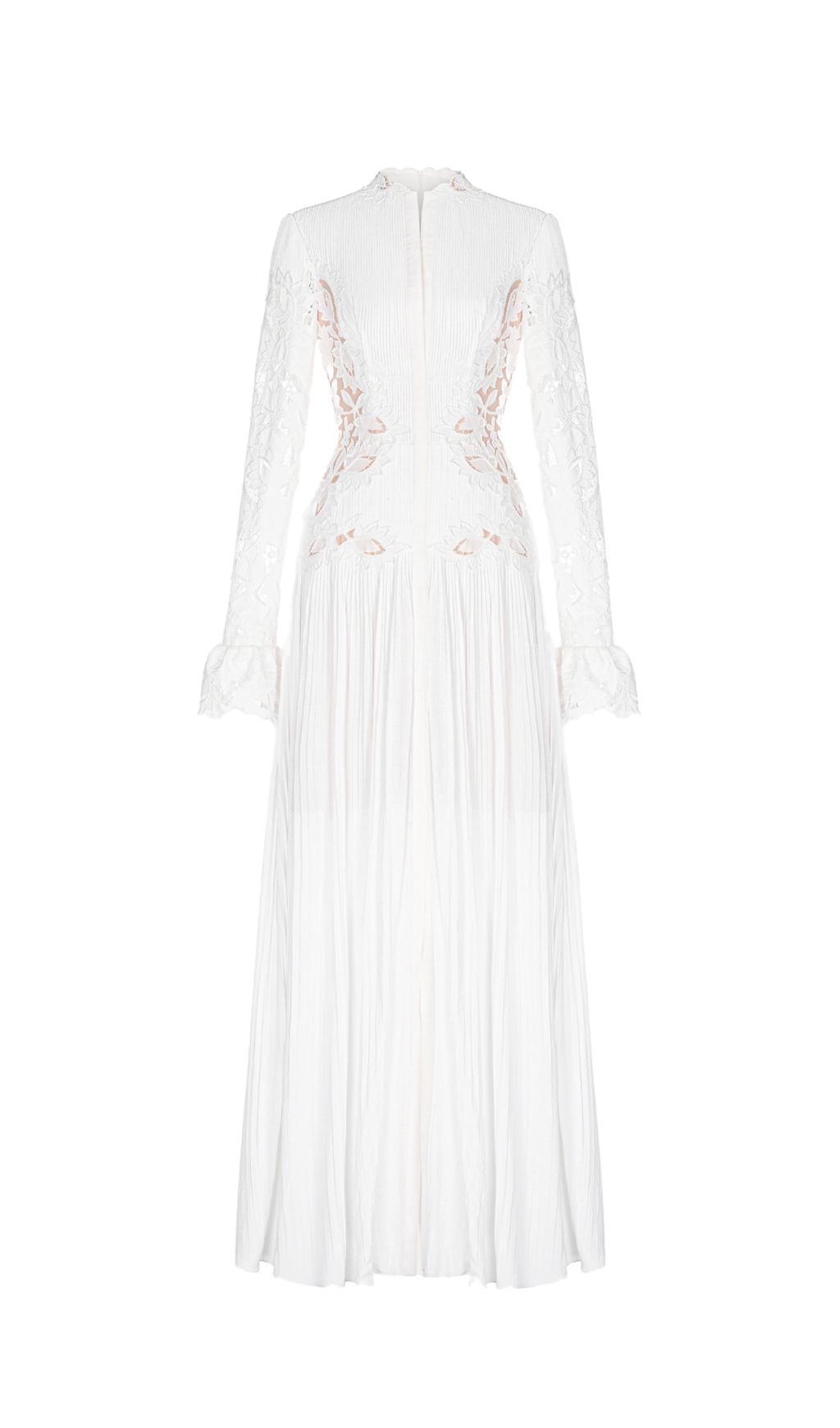 Lace Embroidered Hollow Maxi Dress In White Flowering Girl