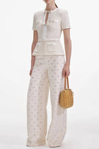 Vicky Cream Sequin Knit Top Flowering Girl