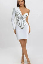 Adorns Asymmetrical One Shoulder White Dress Flowering Girl