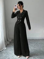 Black Long-Sleeved Suit Flowering Girl