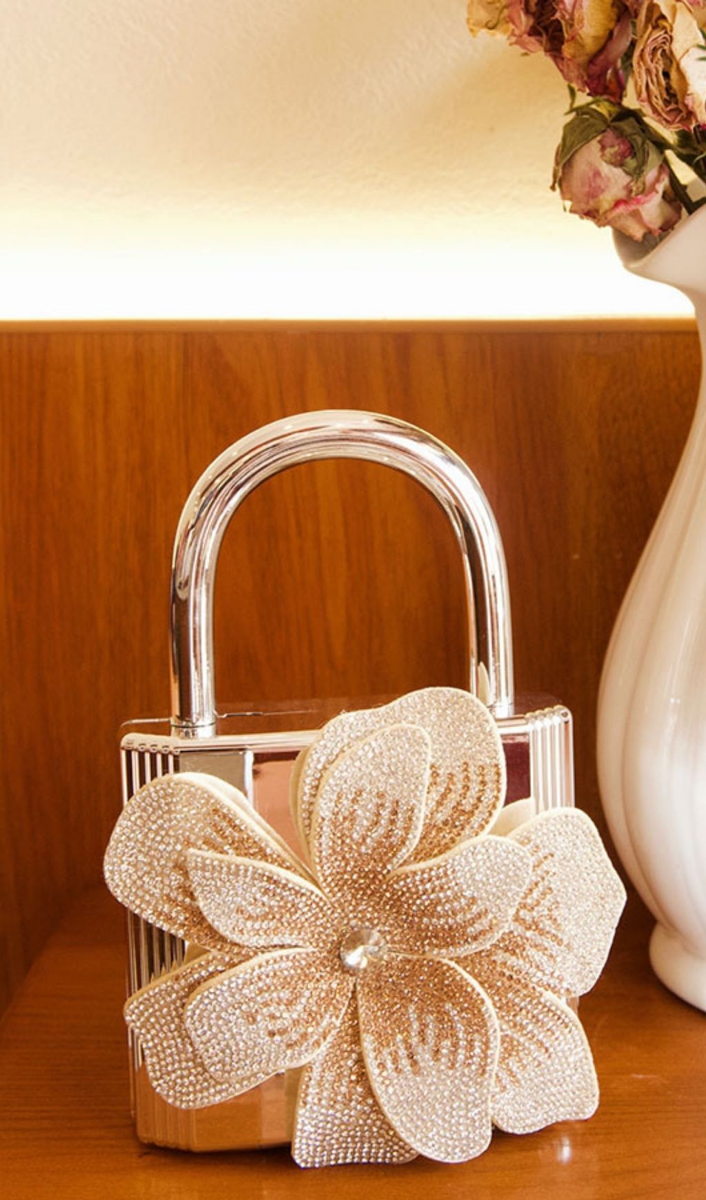 Khori Silver Flower Diamante Bag Flowering Girl