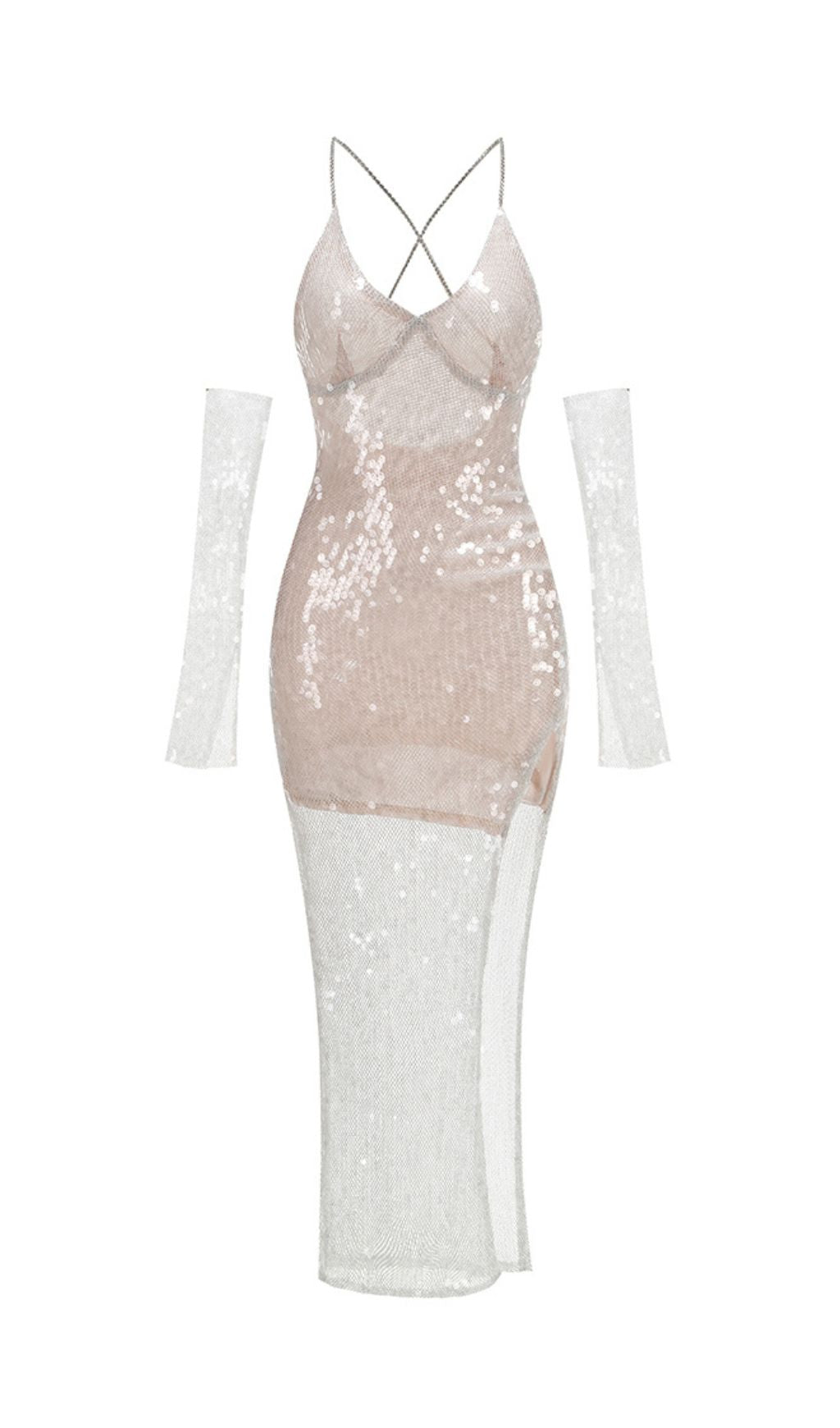 Gerd Sequin Slit Maxi Dress Flowering Girl