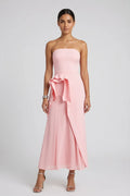 Light Pink Smooth structured fabric bodice Fitted bodice with A-line flared skirt Dress Flowering Girl