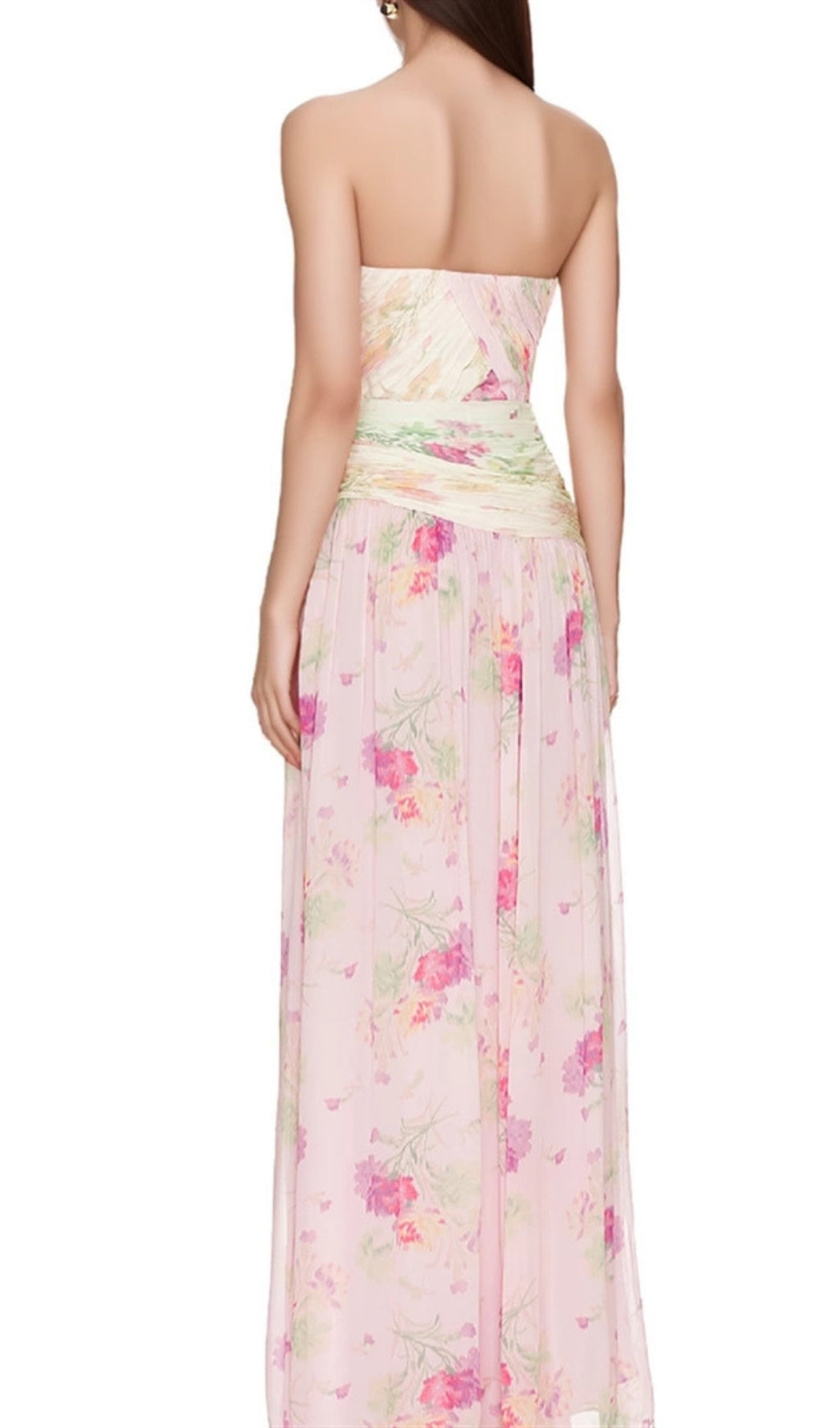 Erizelda Strapless Floral Printed Maxi Dress Flowering Girl