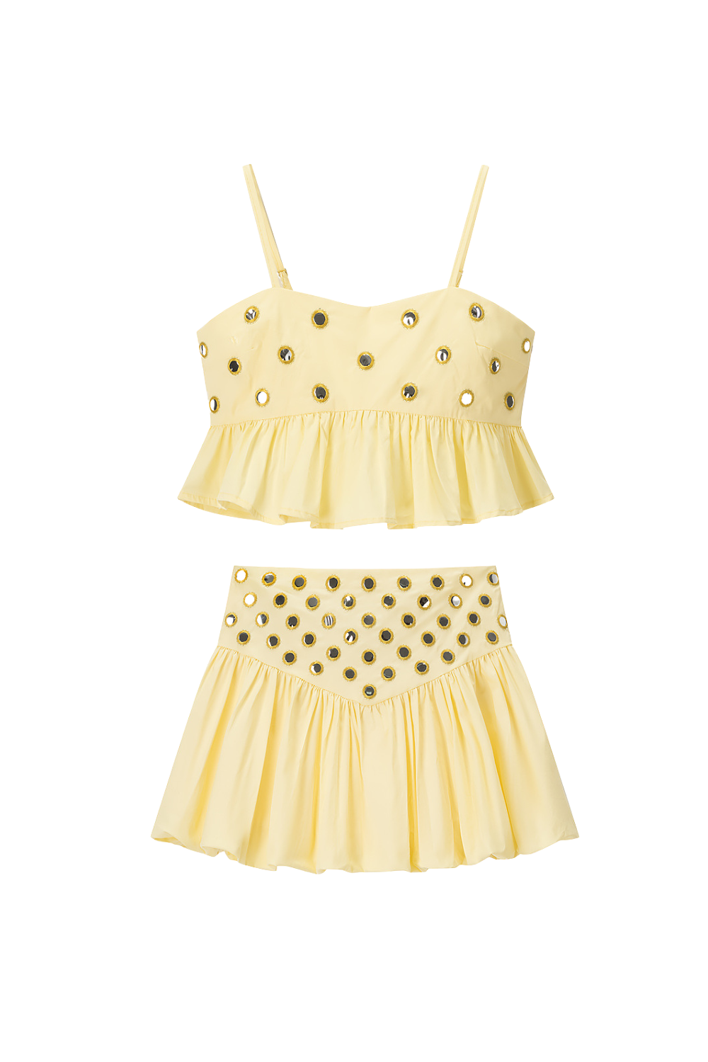Ursula Mirror Embellished Crop Top & Bubble Skirt Set Flowering Girl