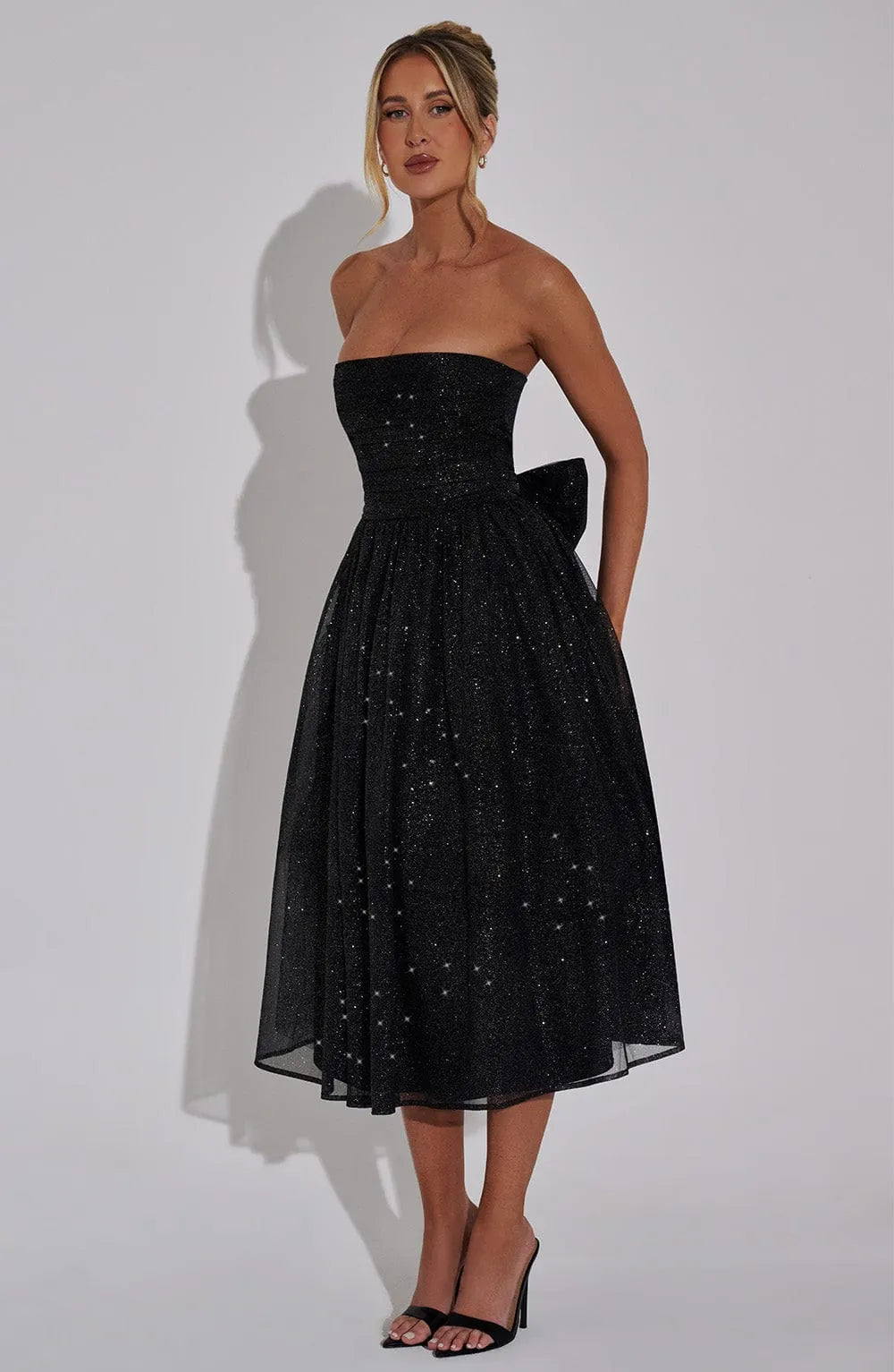 Marissa Midi Dress - Black Sparkle Flowering Girl
