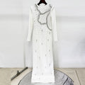 White Long Sleeve Embellished Maxi Dress Flowering Girl