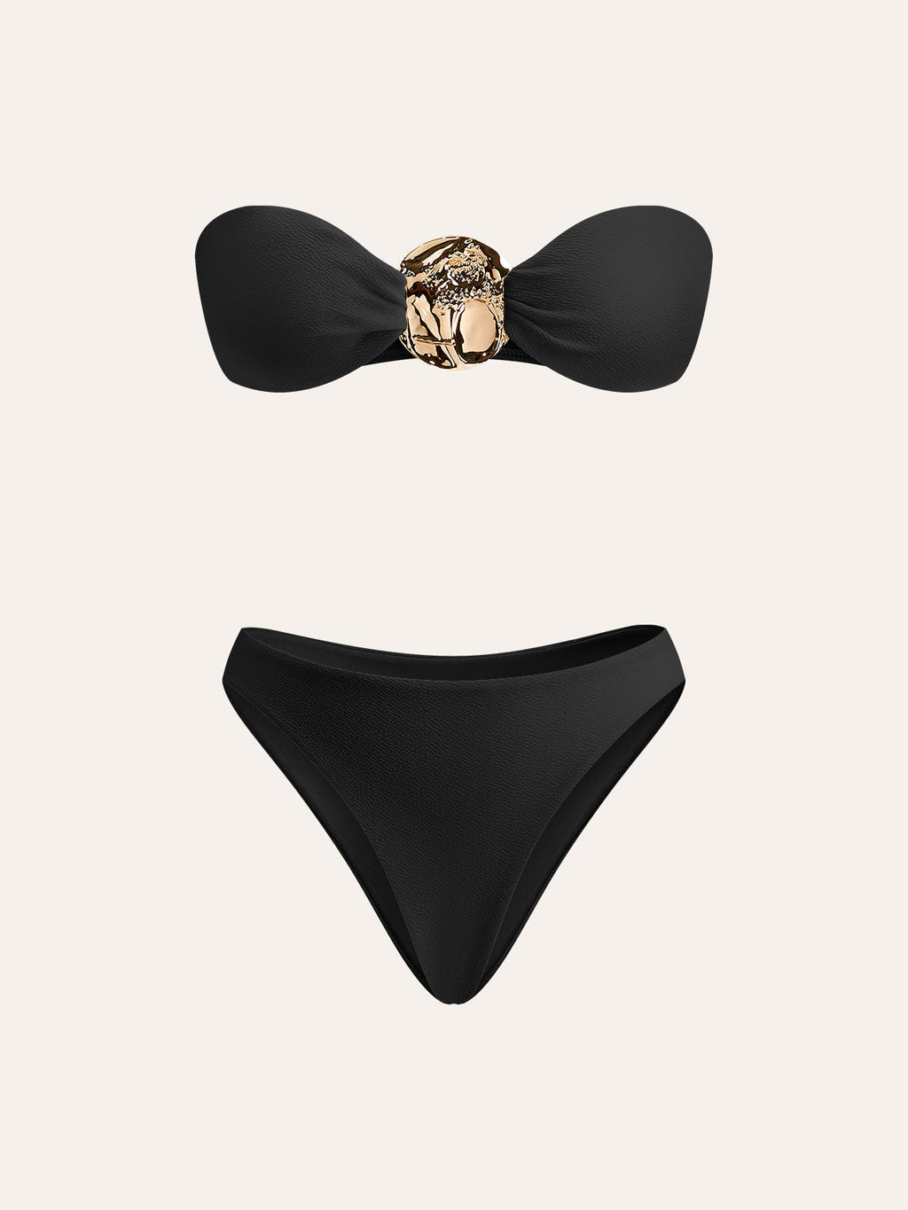Gold Bikini Set And Stylish Pareo Flowering Girl