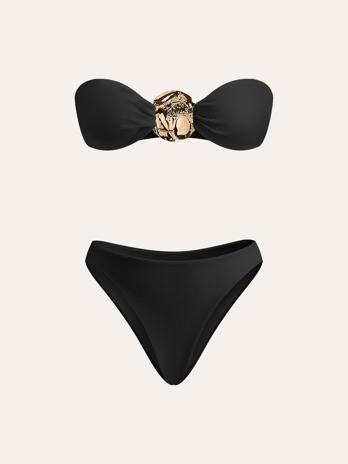 Gold Bikini Set And Stylish Pareo Flowering Girl