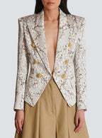 6-Button Satin Jacket With Redcurrant Print Flowering Girl