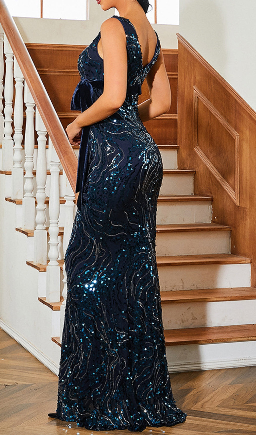 Coyote V-Neck Sequin Maxi Dress Flowering Girl