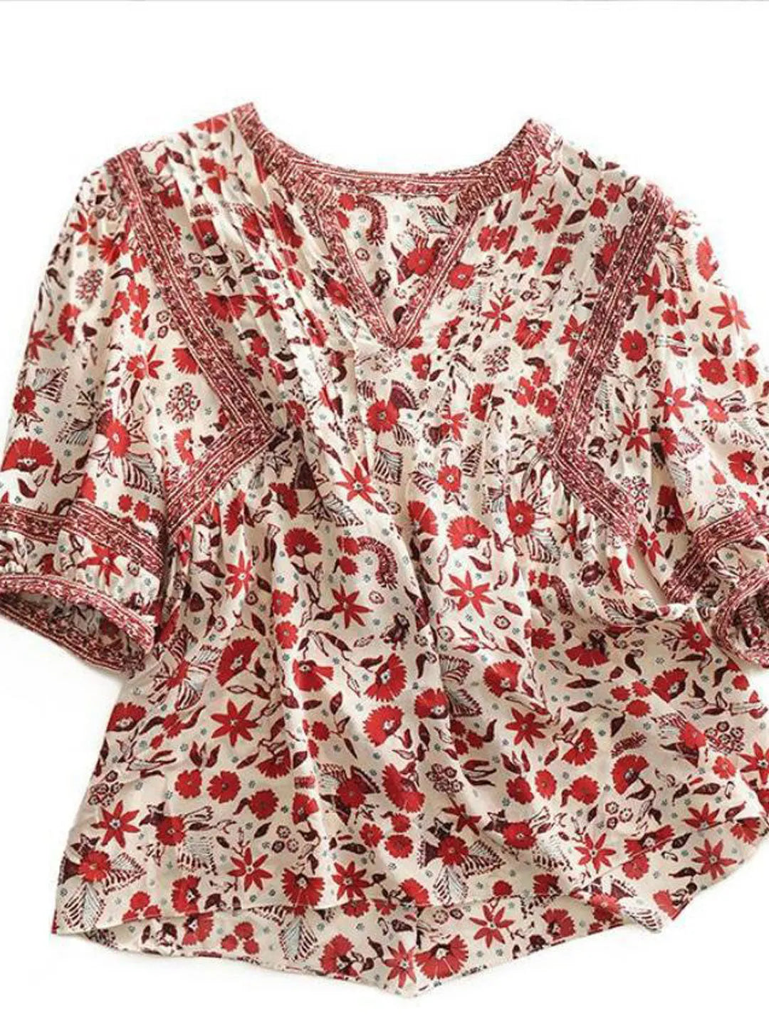 Lesley Classic Puff Sleeve Printed Top Flowering Girl