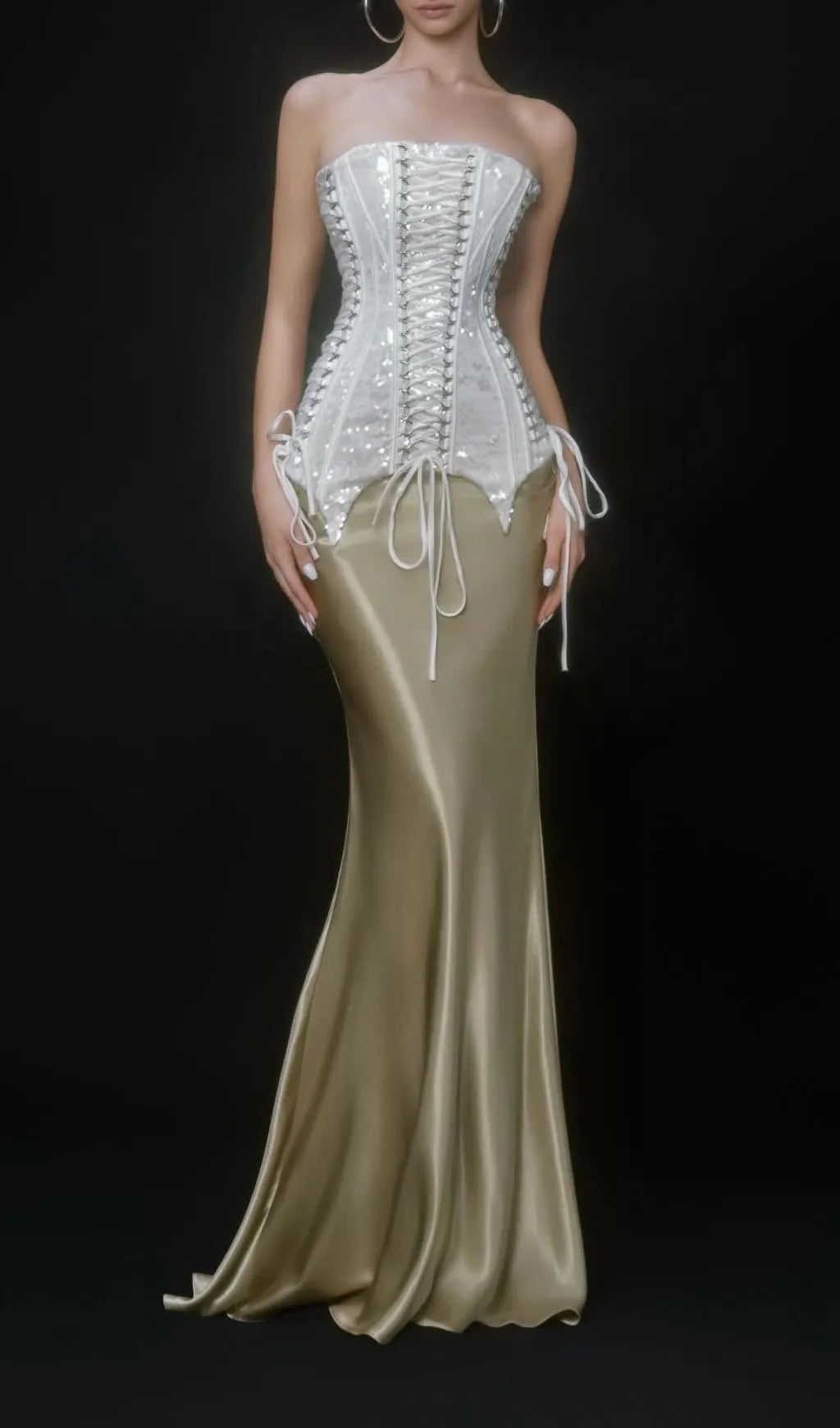 Kele Sequin Top & Satin Skirt Set Flowering Girl