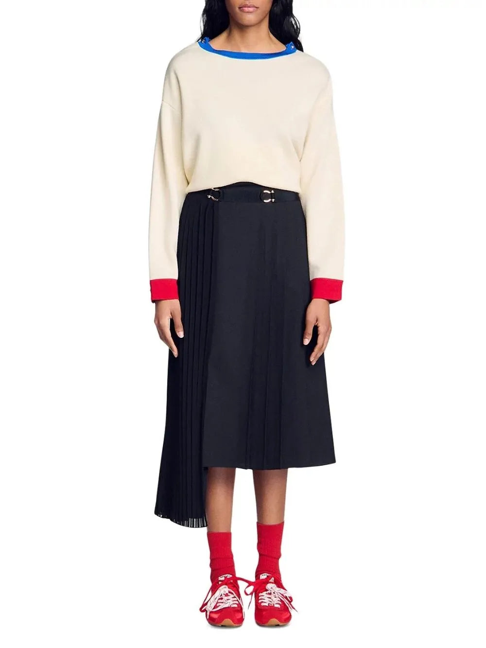 Long Asymmetrical Pleated Skirt Flowering Girl