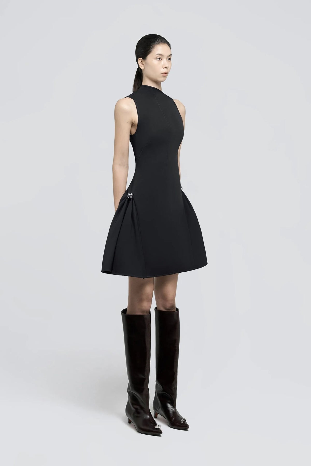 Samantha Asymmetrical Flared Mini Dress Flowering Girl