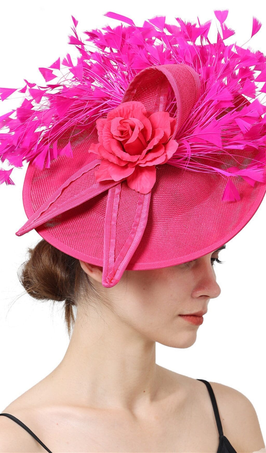 Pink Elegant Feather Fascinators Flowering Girl