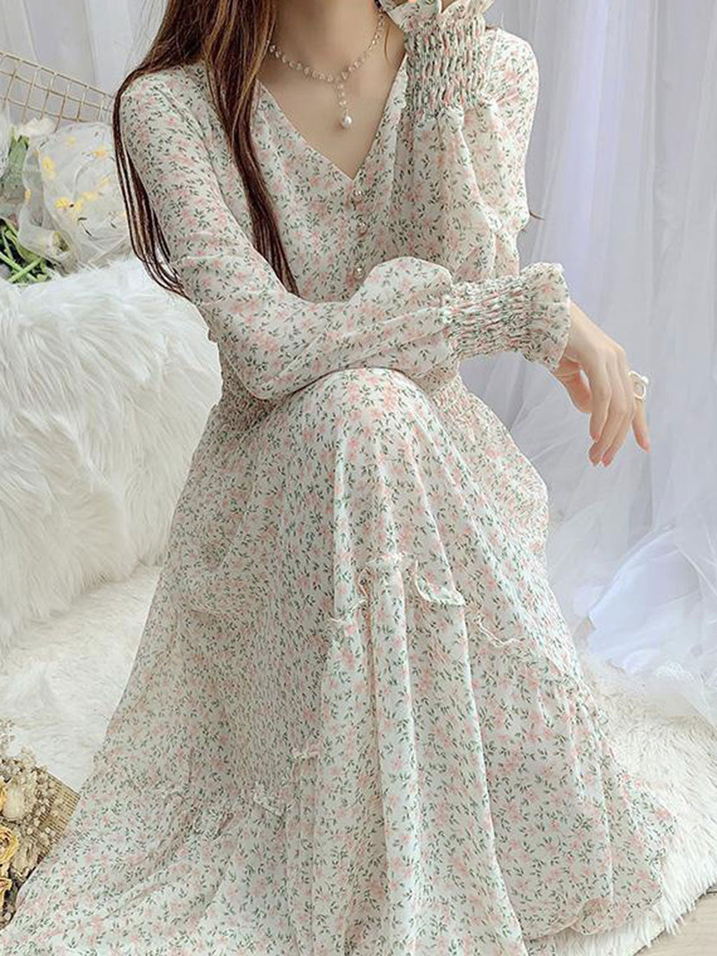 Janet Classic Floral Ruffle Chiffon Dress-Yellow Flowering Girl