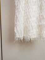 Cream Textured Woven Fabric With Ribbon Fringe Shift Dress Flowering Girl