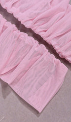 Pink Strapless Ruched Mini Dress Flowering Girl