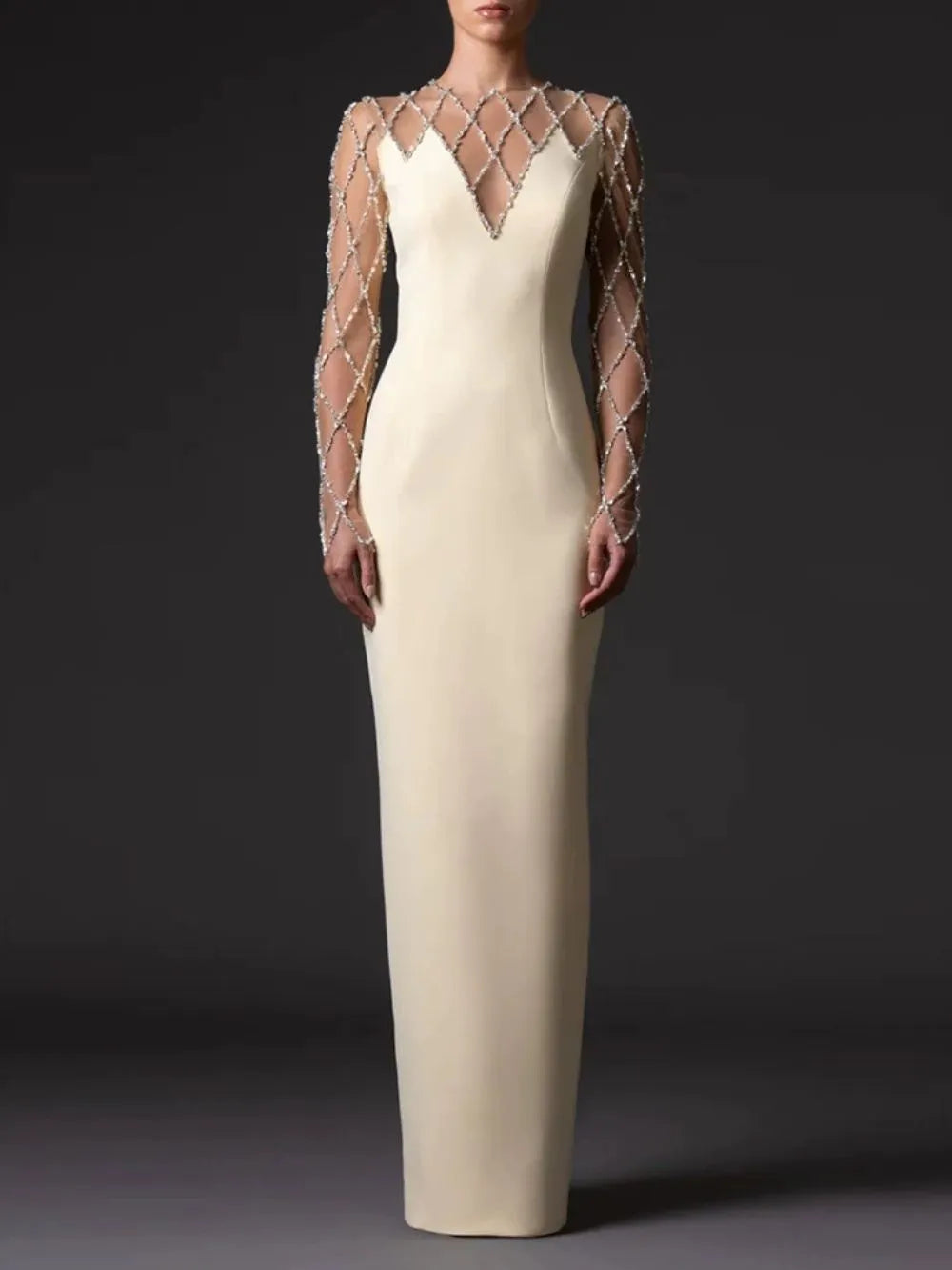 Jervan Crystal Mesh Maxi Dress Flowering Girl