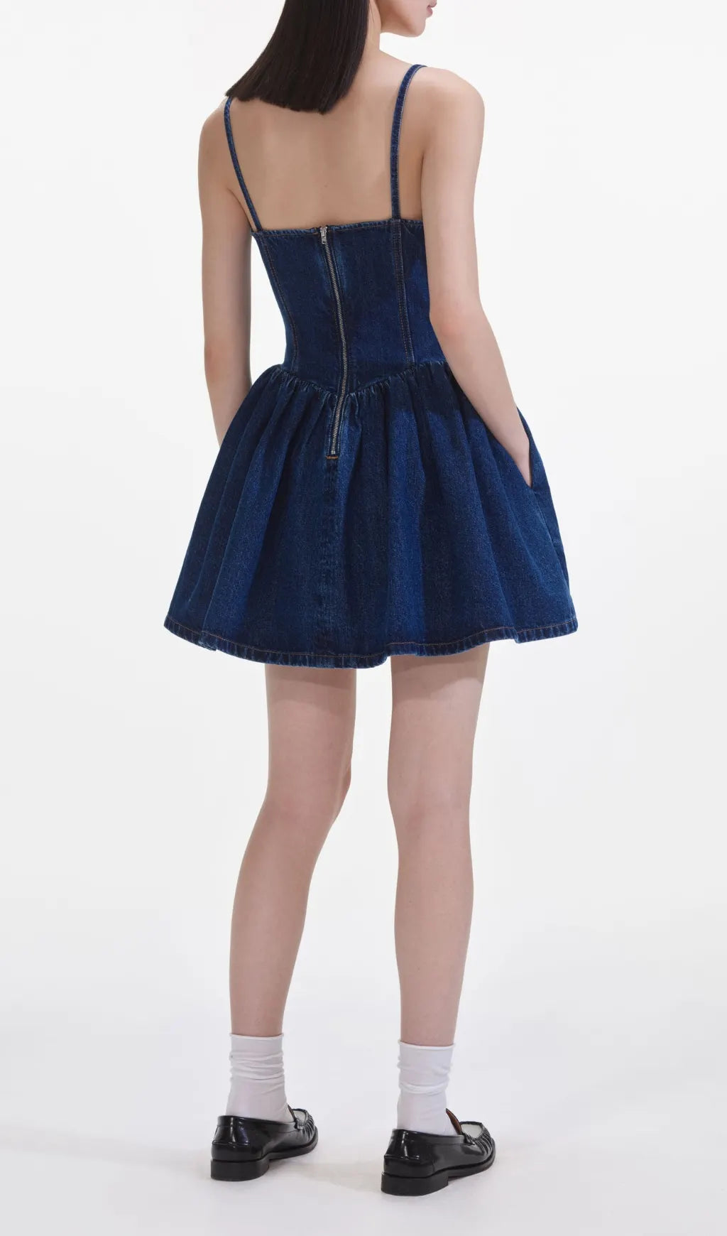 Denim Diamante Bow Sweetheart Mini Dress Flowering Girl