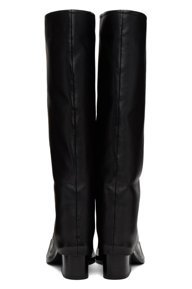 Danika Chunky Heel Metallic Trouser Boots - Black Flowering Girl
