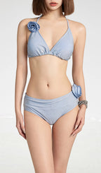 Dow Blue Flower Three-Piece Swimsuit Flowering Girl