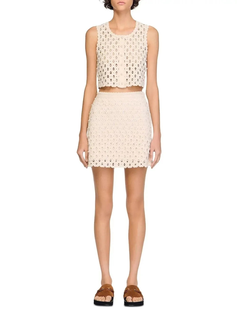 Short Beaded Crochet Skirt Flowering Girl
