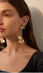 Lenci Gold Flower Earrings Flowering Girl